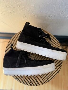 Shellys London Black & White Suede Platform High-Top Sneakers EU 41 US 9.5-10